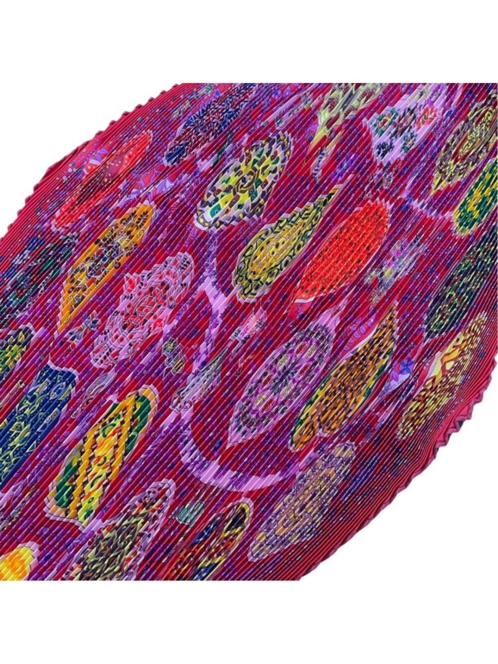 Hermes Scarf Carre 90 Pleated Tree of Life Red Silk - Picture 5 of 7